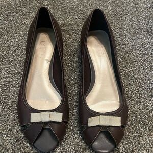 Ann Taylor LOFT Brown Peep Toe Flats